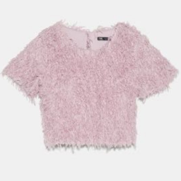 Zara texture short sleeve top size small new - Picture 3 of 4